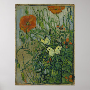 Schmetterlinge und Mohnblumen durch Vincent van Poster