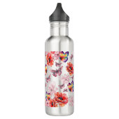 Schmetterlinge und Mohnblumen Edelstahlflasche (Links)