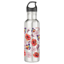 Schmetterlinge und Mohnblumen