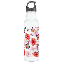 Schmetterlinge und Mohnblumen