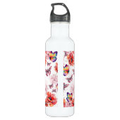 Schmetterlinge und Mohnblumen Edelstahlflasche (Rückseite)