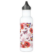 Schmetterlinge und Mohnblumen Edelstahlflasche (Links)