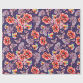 Schmetterlinge und Mohnblumen Geschenkpapier (Flach)