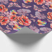 Schmetterlinge und Mohnblumen Geschenkpapier (Ecke)