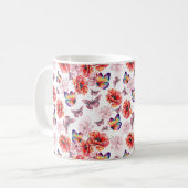 Schmetterlinge und Mohnblumen Kaffeetasse (Vorderseite Links)