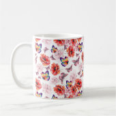 Schmetterlinge und Mohnblumen Kaffeetasse (Links)