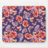 Schmetterlinge und Mohnblumen Mousepad (Vorne)
