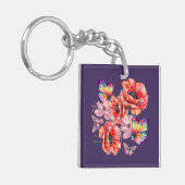 Schmetterlinge und Mohnblumen Schlüsselanhänger (Vorderseite links)