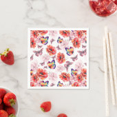 Schmetterlinge und Mohnblumen Serviette (Beispiel)