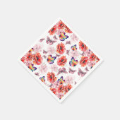 Schmetterlinge und Mohnblumen Serviette (Ecke)
