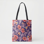 Schmetterlinge und Mohnblumen Tasche (Vorderseite)