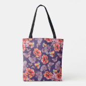 Schmetterlinge und Mohnblumen Tasche (Rückseite)