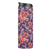Schmetterlinge und Mohnblumen Thermosbecher (Nach rechts gedreht)