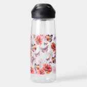 Schmetterlinge und Mohnblumen Trinkflasche (Rückseite)