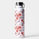 Schmetterlinge und Mohnblumen Trinkflasche (Rückseite)