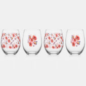 Schmetterlinge und Mohnblumen Weinglas Ohne Stiel (Hinten)