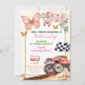 Schmetterlinge und Monster Truck Gemeinsamer Gebur Einladung (Vorderseite)