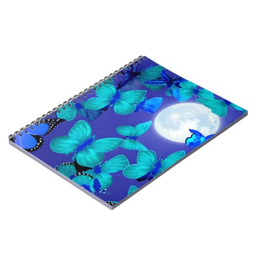 Schmetterlinge und Motten in einem tiefen blauen H Notizblock (Linke Seite)