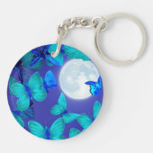 Schmetterlinge und Motten in einem tiefen blauen H Schlüsselanhänger (Rückseite)