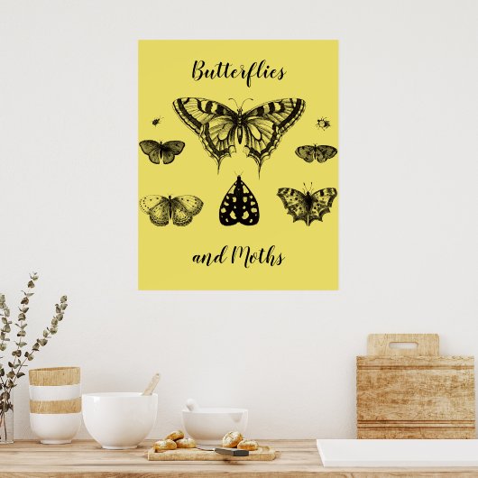 Schmetterlinge und Motten Vintage-Druck Poster (Küche)