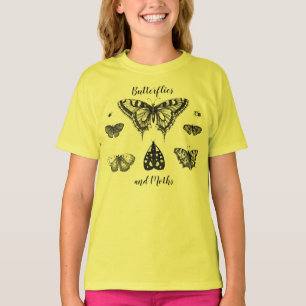 Schmetterlinge und Motten Vintage-Druck T-Shirt