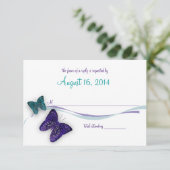 Schmetterlinge und Multifunktionsleisten-Reaktion RSVP Karte (Stehend Vorderseite)