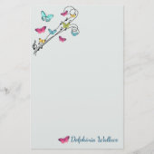 Schmetterlinge und Musik Briefpapier (Vorderseite)