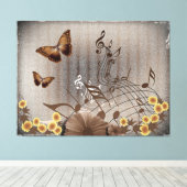 Schmetterlinge und Musiknoten Leinwanddruck (Insitu (Holzboden))