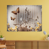 Schmetterlinge und Musiknoten Leinwanddruck (Insitu (Wohnzimmer))