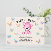 Schmetterlinge und Niedliche Bärendusche Einladung (Stehend Vorderseite)