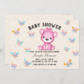 Schmetterlinge und Niedliche Bärendusche Einladung (Vorne/Hinten)