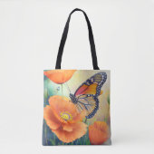 Schmetterlinge und Orange Mohn Botanisch Tasche (Vorderseite)