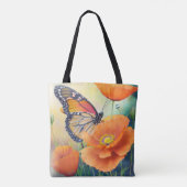 Schmetterlinge und Orange Mohn Botanisch Tasche (Rückseite)