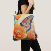 Schmetterlinge und Orange Mohn Botanisch Tasche (Von Nahem)