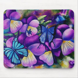 Schmetterlinge und Pansies Mausunterlage Mousepad