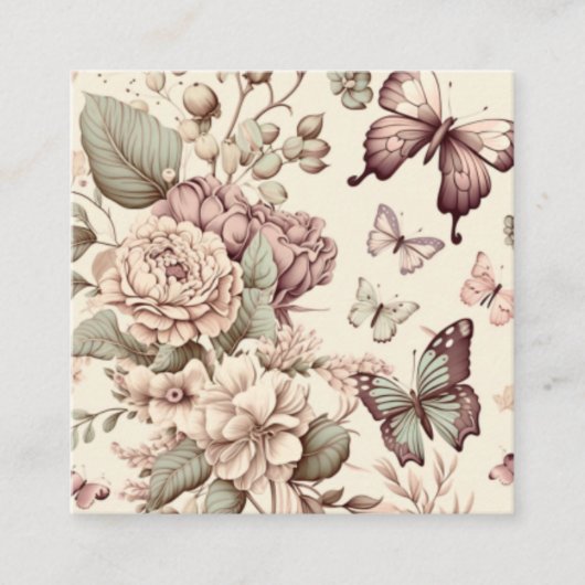 Schmetterlinge und pastellfarbene Blume Begleitkarte (Vorderseite)