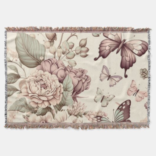 Schmetterlinge und pastellfarbene Blume Decke (Vorderseite)