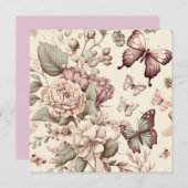 Schmetterlinge und pastellfarbene Blume Einladung (Vorne/Hinten)