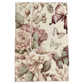 Schmetterlinge und pastellfarbene Blume Mittlere Geschenktüte (Rückseite)