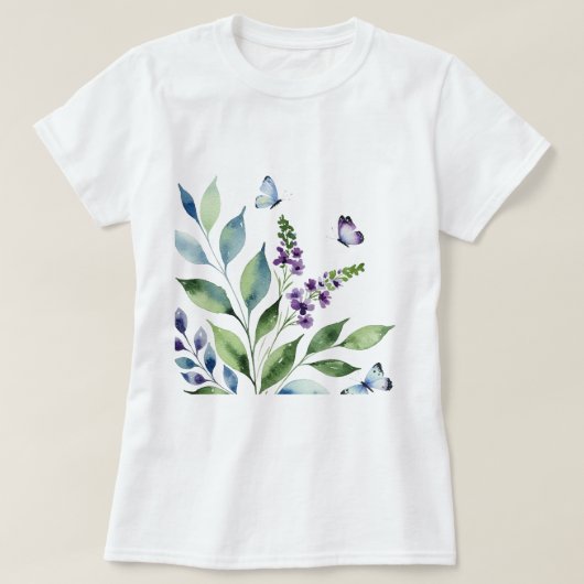 Schmetterlinge und Pflanzen T-Shirt (Design vorne)