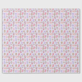 Schmetterlinge und Pilze auf blassem Lila Geschenkpapier (Flach)