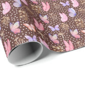 Schmetterlinge und Pilze auf Brown Geschenkpapier (Rolleneckpunkt)