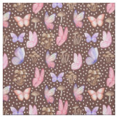 Schmetterlinge und Pilze auf Brown Stoff (Muster)