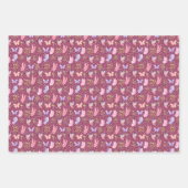 Schmetterlinge und Pilze auf dunkelrosa Geschenkpapier Set (Vorderseite)