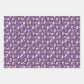 Schmetterlinge und Pilze auf dunklen Lila Geschenkpapier Set (Vorderseite 2)