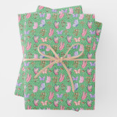 Schmetterlinge und Pilze auf Grün Geschenkpapier Set (Beispiel)