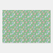 Schmetterlinge und Pilze auf Grün Geschenkpapier Set (Vorderseite)