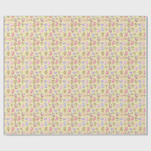 Schmetterlinge und Pilze auf hellgelb Geschenkpapier (Flach)