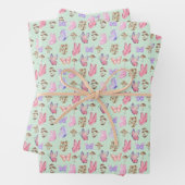 Schmetterlinge und Pilze auf hellgrün Geschenkpapier Set (Beispiel)
