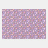 Schmetterlinge und Pilze auf Lila Geschenkpapier Set (Vorderseite)